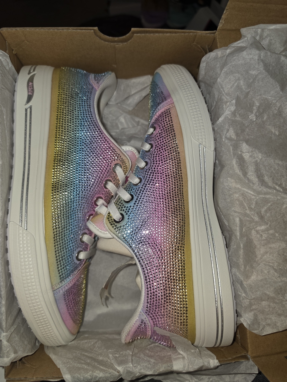 NIB Skechers Slip-Ins Arch Fit Arcade Dazzle You Rainbow Rhinestone NIB Size 9